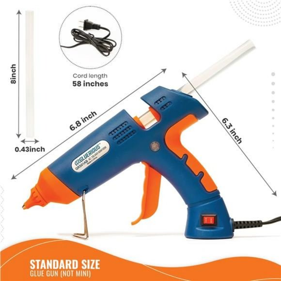 Gluerious Dual Temp Large Hot Glue Gun Kit with 15 Hot Glue Sticks for Crafts - Picture 3 of 6